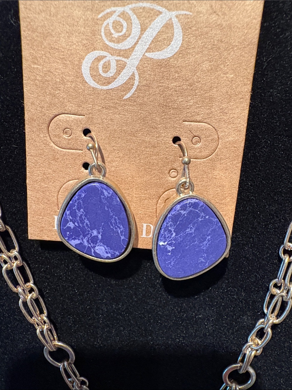 Plunder Gold-Tone Necklace & Earrings Set with Lavender Stones - Picture 2 of 4